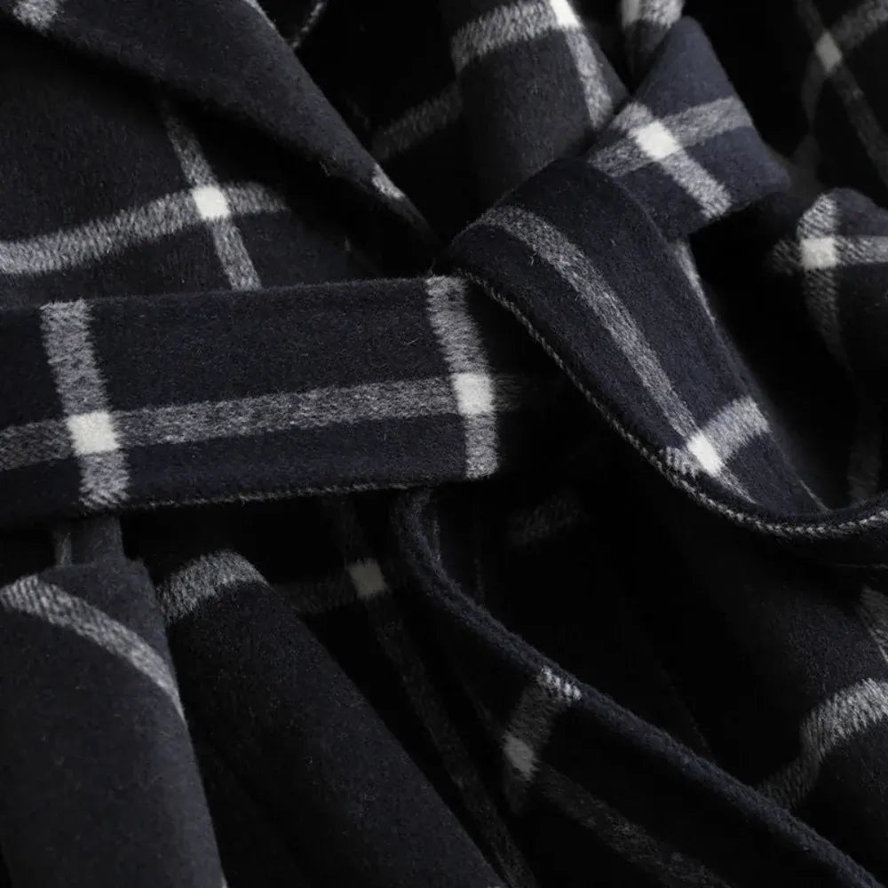 Plaid Long Winter Coat for Women – Warm Outerwear