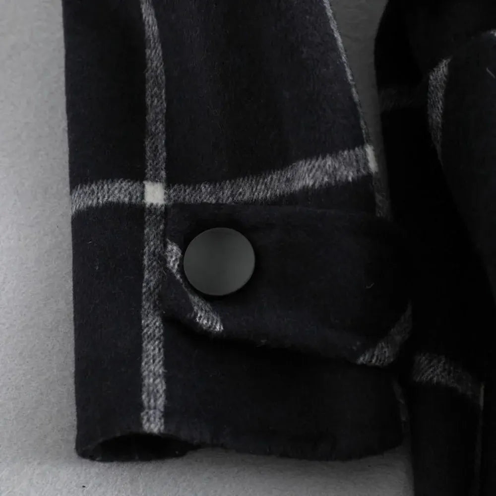 Plaid Long Winter Coat for Women – Warm Outerwear