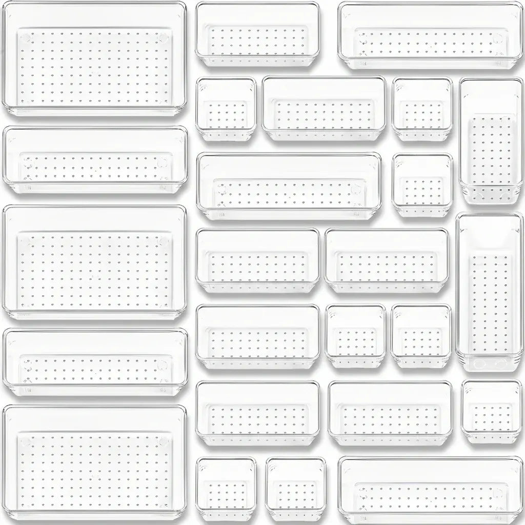 Plastic Drawer Storage Tray Set for Kitchen, Office & Bathroom Organization