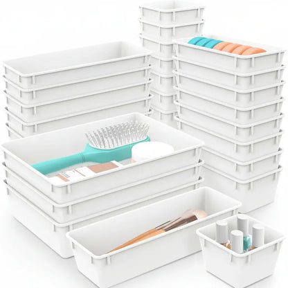 Plastic Drawer Storage Tray Set for Kitchen, Office & Bathroom Organization
