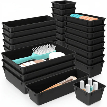 Plastic Drawer Storage Tray Set for Kitchen, Office & Bathroom Organization