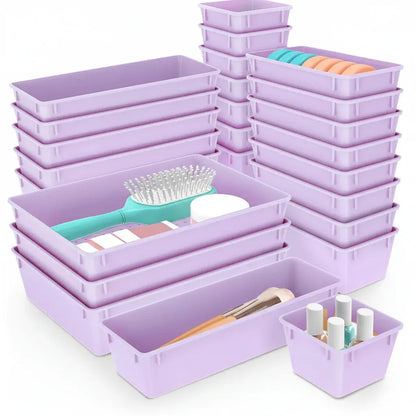 Plastic Drawer Storage Tray Set for Kitchen, Office & Bathroom Organization