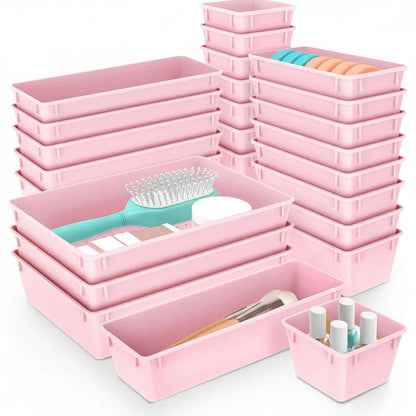 Plastic Drawer Storage Tray Set for Kitchen, Office & Bathroom Organization