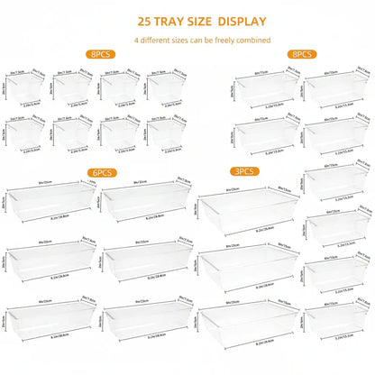 Plastic Drawer Storage Tray Set for Kitchen, Office & Bathroom Organization