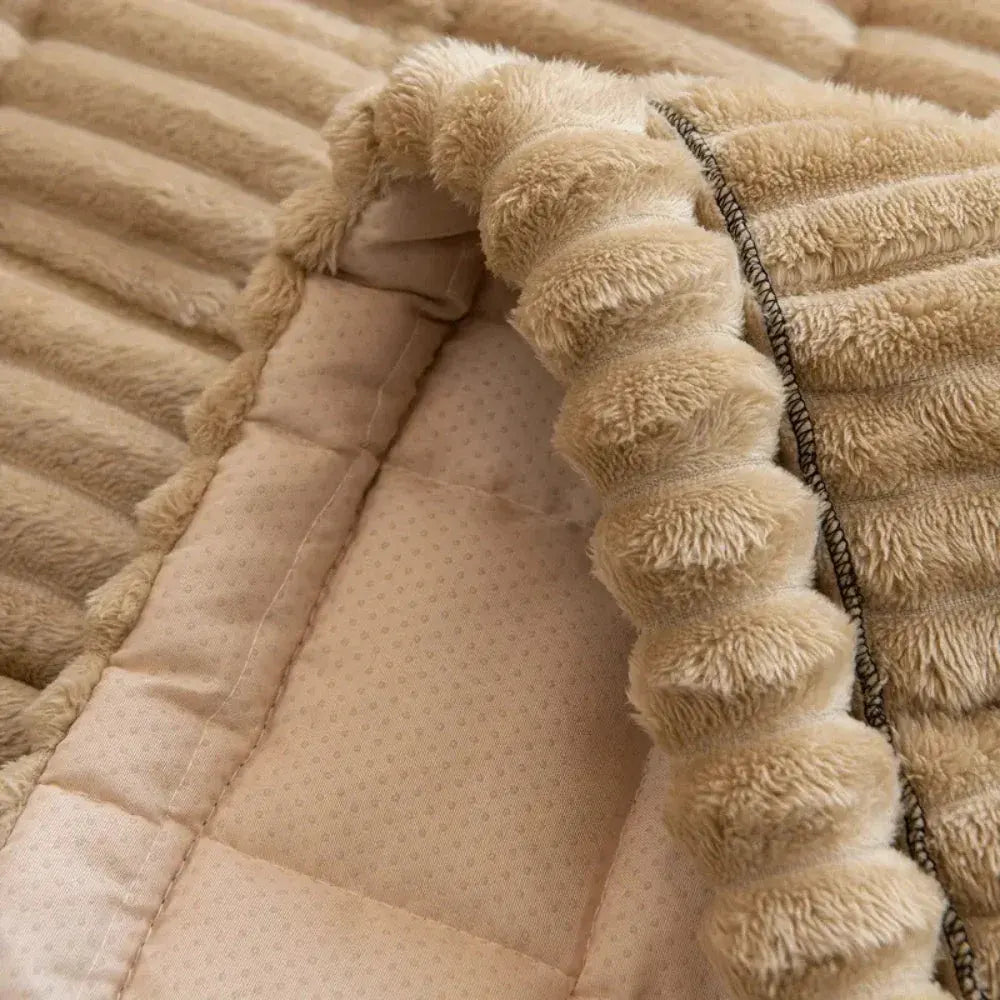 Pleated Edge Plush Sofa Slipcover for Cushioned Comfort & Protection