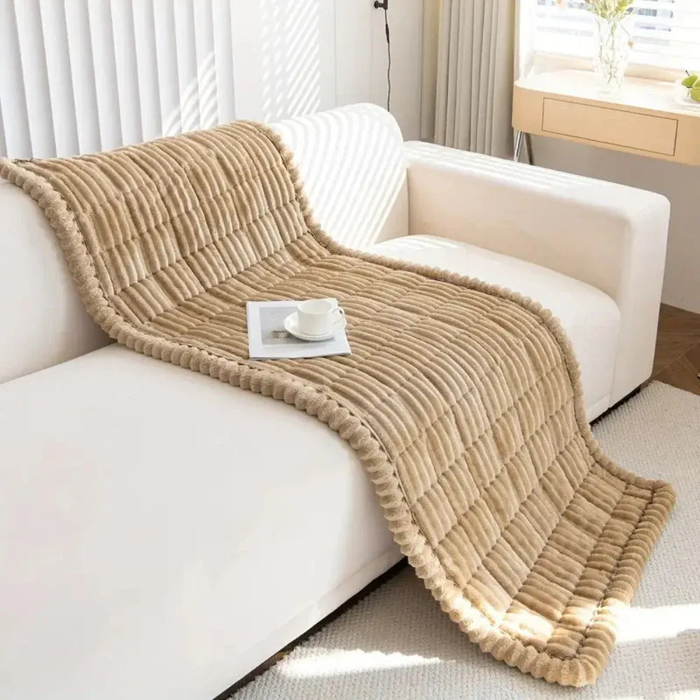 Pleated Edge Plush Sofa Slipcover for Cushioned Comfort & Protection
