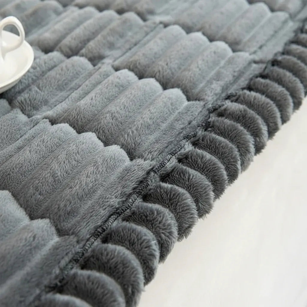 Pleated Edge Plush Sofa Slipcover for Cushioned Comfort & Protection