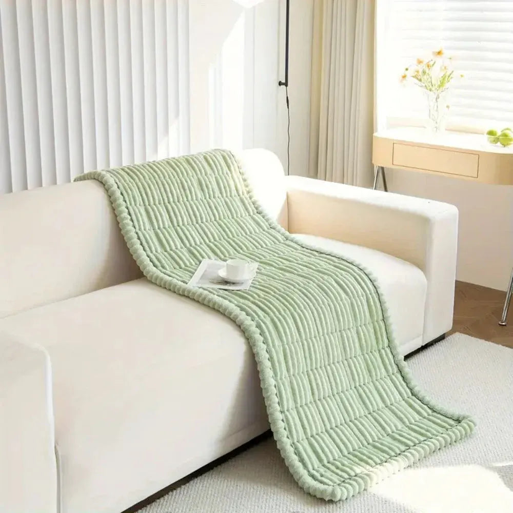 Pleated Edge Plush Sofa Slipcover for Cushioned Comfort & Protection