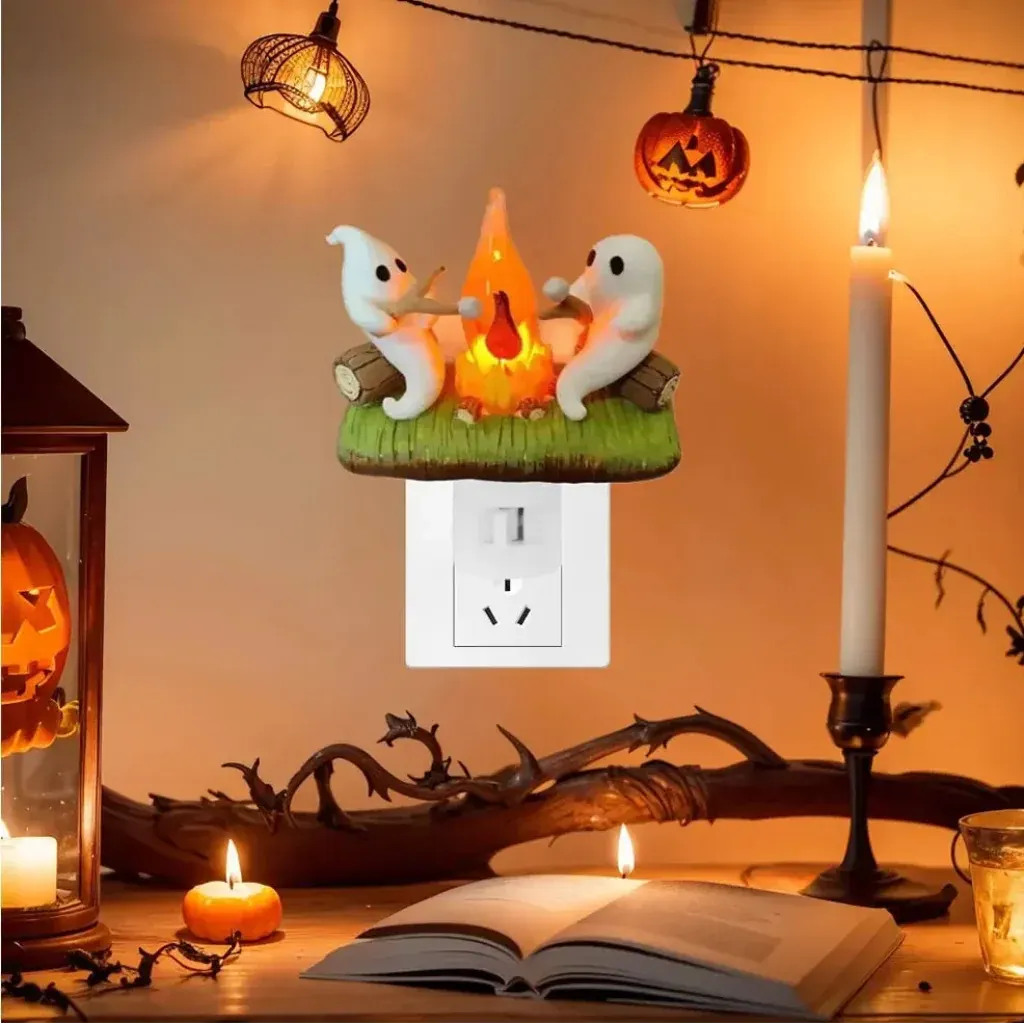 Plug-In LED Ghost Night Light Halloween Room Decoration