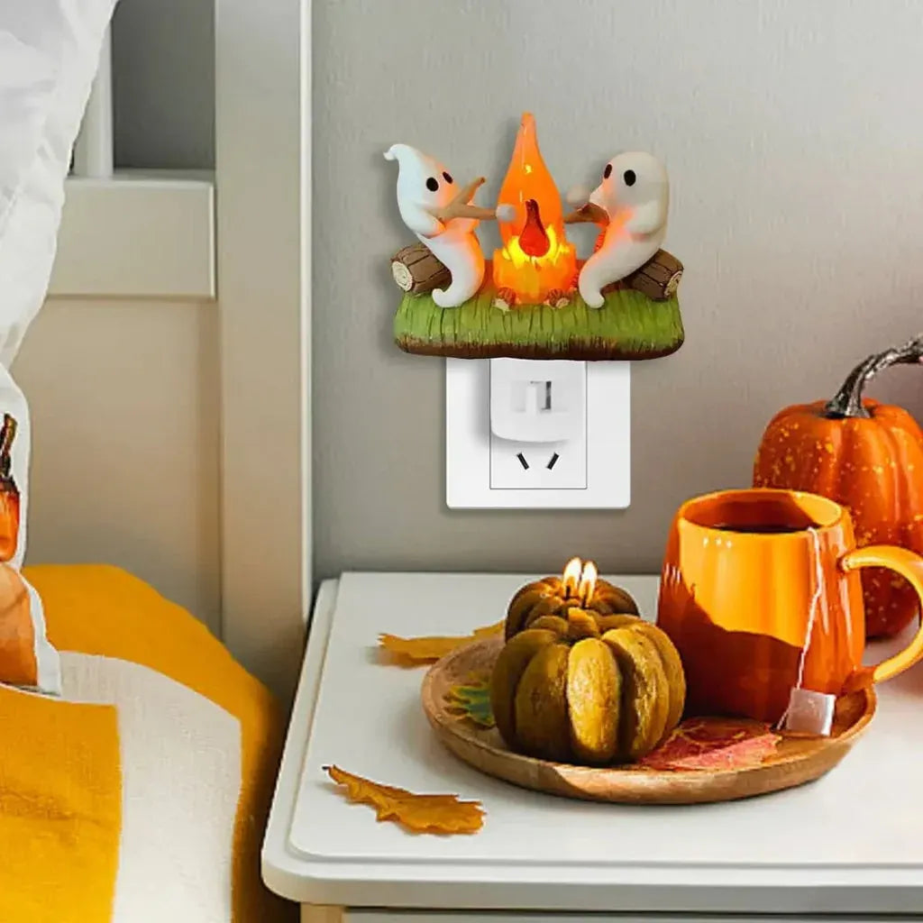 Plug-In LED Ghost Night Light Halloween Room Decoration