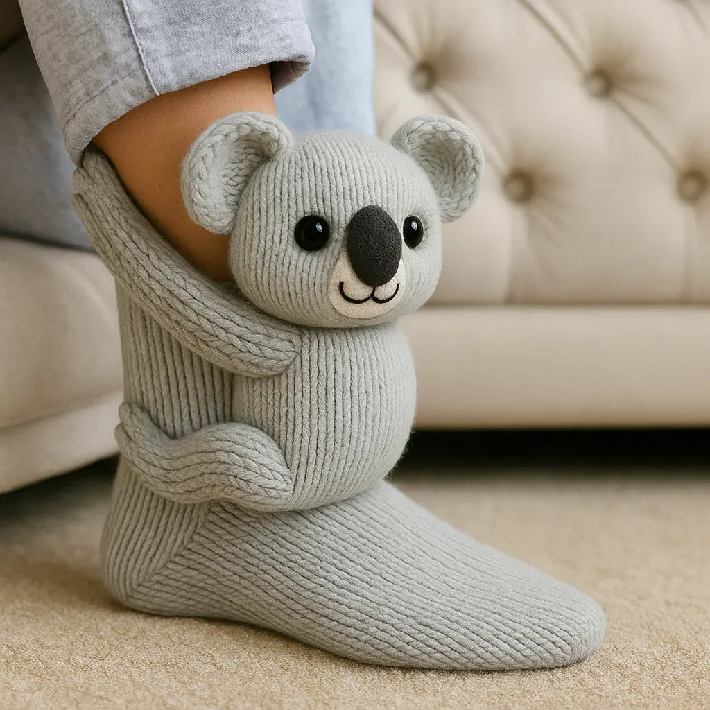 Plush Animal Slipper-Style Winter Socks Footwear