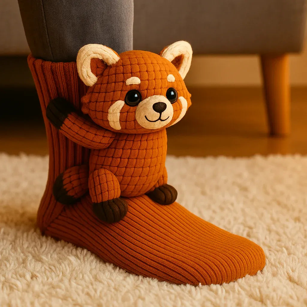 Plush Animal Slipper-Style Winter Socks Footwear