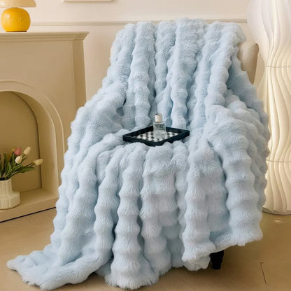 Plush Faux Fur Throw Blanket - Soft Cozy Sofa & Bed Cover