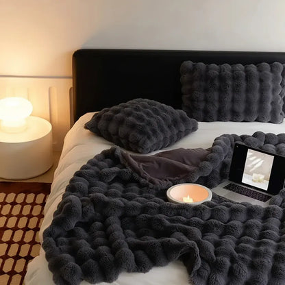 Plush Faux Fur Throw Blanket - Soft Cozy Sofa & Bed Cover