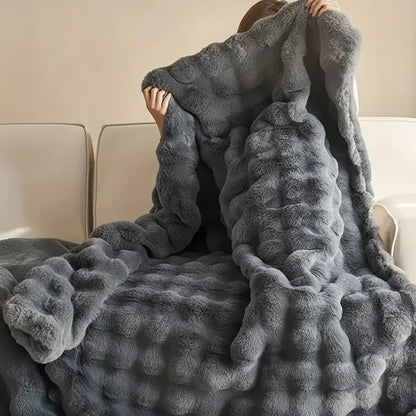 Plush Faux Fur Throw Blanket - Soft Cozy Sofa & Bed Cover