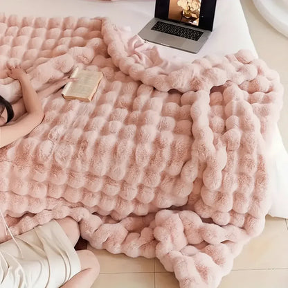 Plush Faux Fur Throw Blanket - Soft Cozy Sofa & Bed Cover