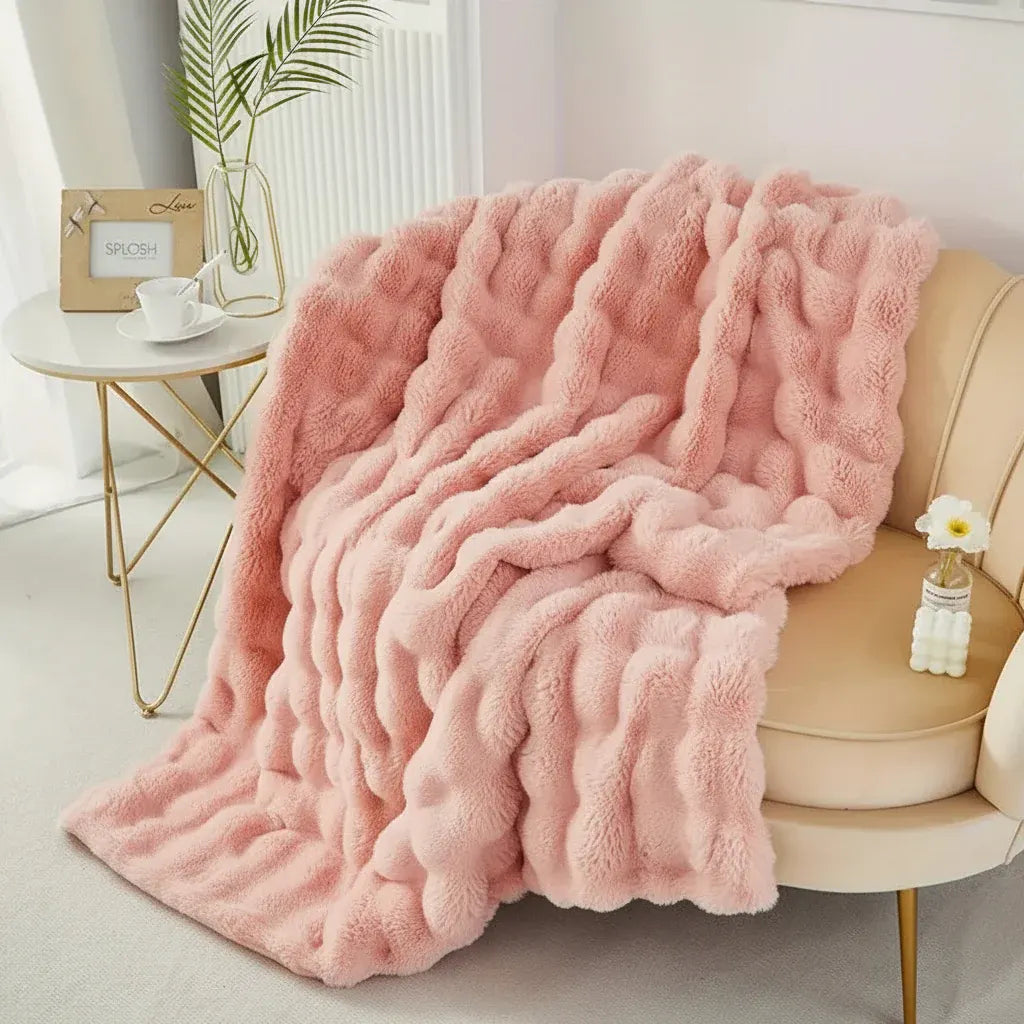Plush Faux Fur Throw Blanket - Soft Cozy Sofa & Bed Cover