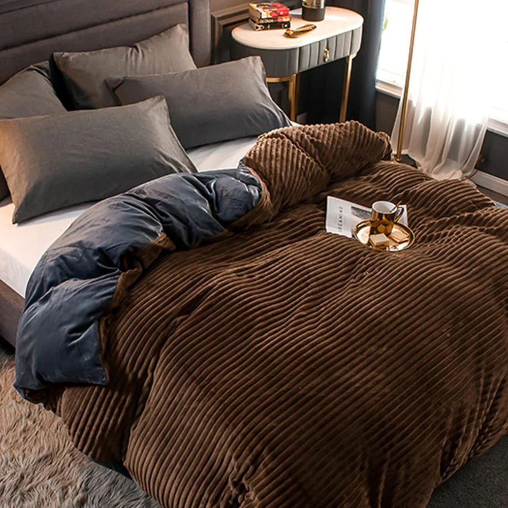 Plush-Style Winter Bedspread Duvet Cover Set