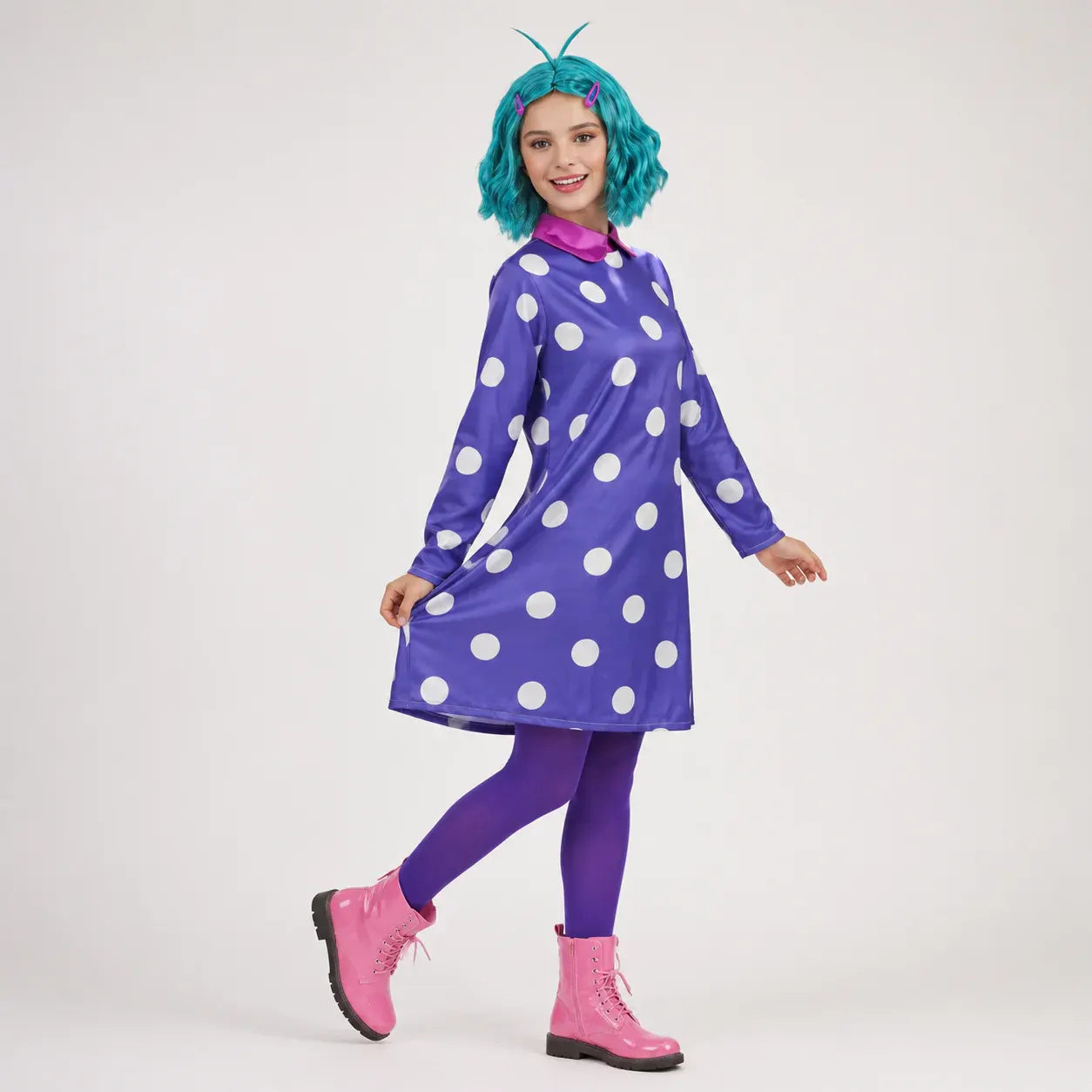 Polka Dot Cosplay Dress with Wig - Halloween Costume Outfit