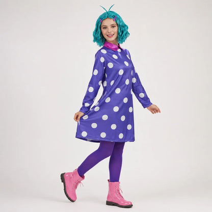 Polka Dot Cosplay Dress with Wig - Halloween Costume Outfit