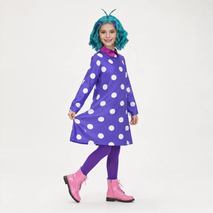 Polka Dot Cosplay Dress with Wig - Halloween Costume Outfit