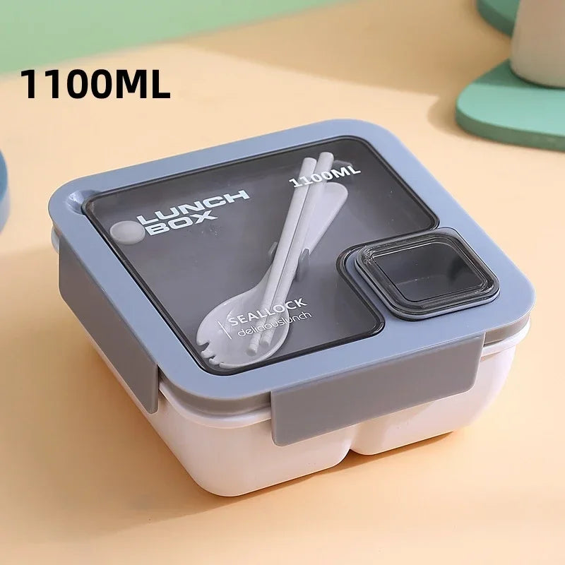 Portable Bento Lunch Box with Leak-Proof Design & Cutlery Set – Microwave & Dishwasher Safe