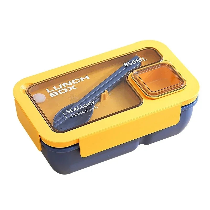 Portable Bento Lunch Box with Leak-Proof Design & Cutlery Set – Microwave & Dishwasher Safe