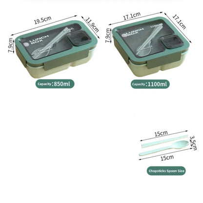 Portable Bento Lunch Box with Leak-Proof Design & Cutlery Set – Microwave & Dishwasher Safe