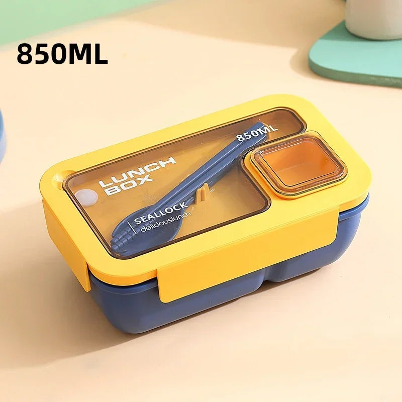 Portable Bento Lunch Box with Leak-Proof Design & Cutlery Set – Microwave & Dishwasher Safe