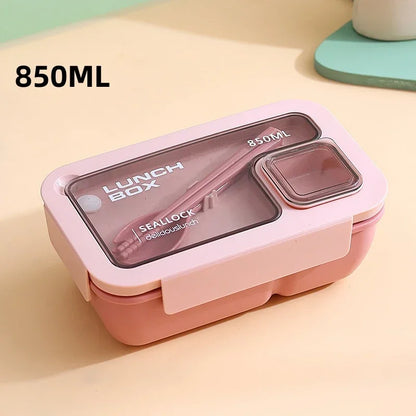 Portable Bento Lunch Box with Leak-Proof Design & Cutlery Set – Microwave & Dishwasher Safe