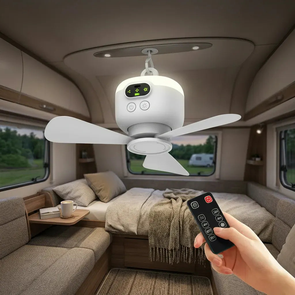 Portable Camping Fan with Remote Control and Hanging Hook