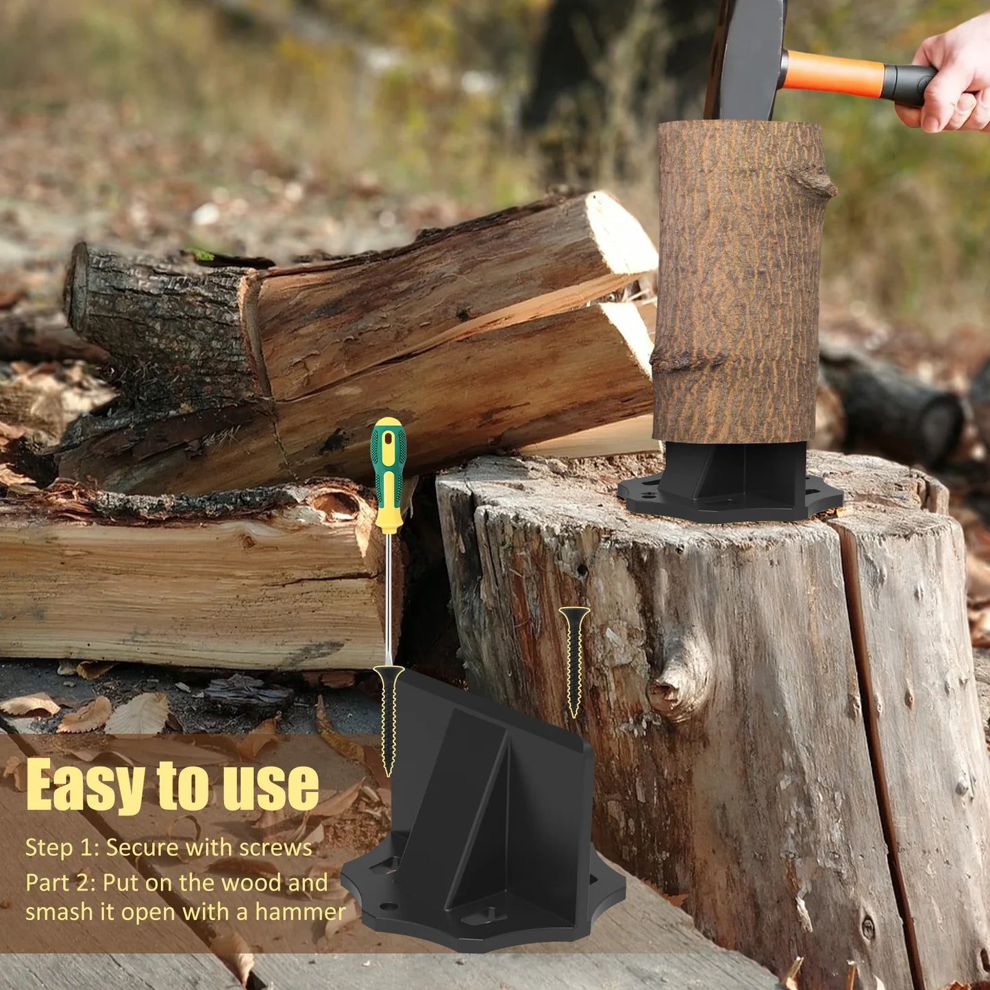 Portable Carbon Steel Log Splitter Tool with Cloth Carrying Bag