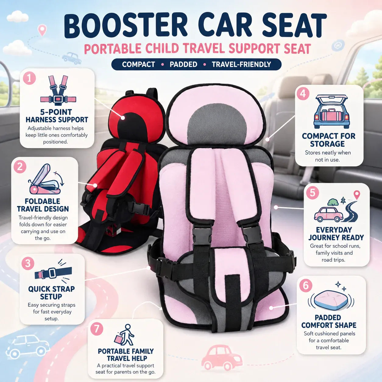 Portable Child Booster Travel Seat for Car