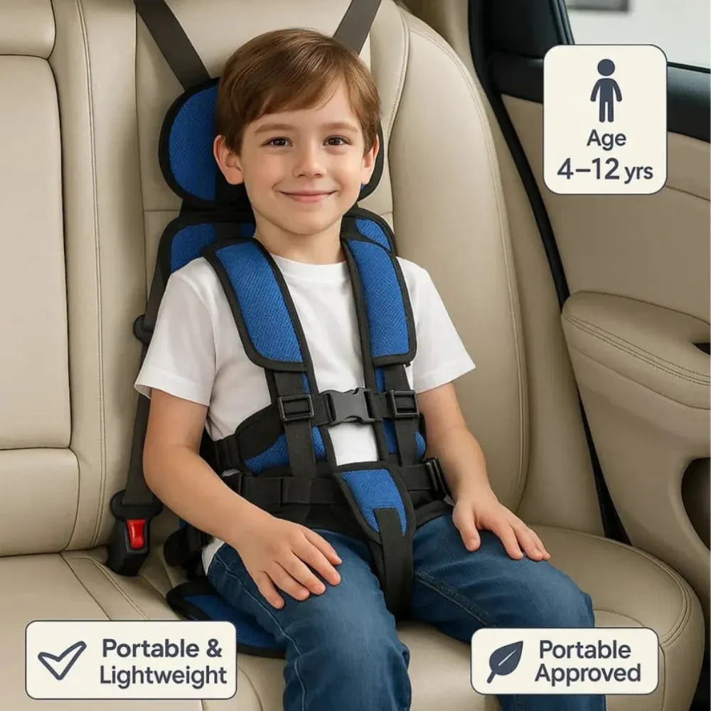 Portable Child Booster with Travel Safety Harness for Car Seats