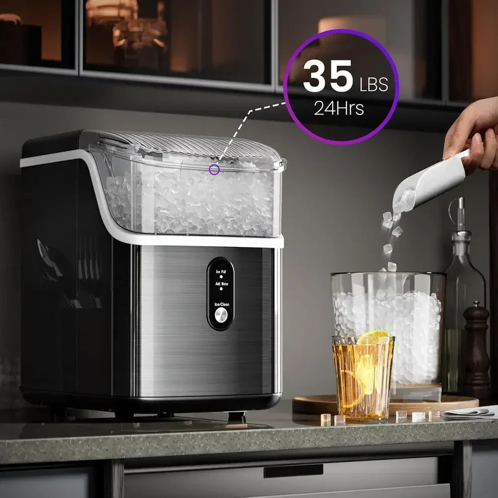 Portable Compact Countertop Nugget Ice Maker with Fast Chewable Production