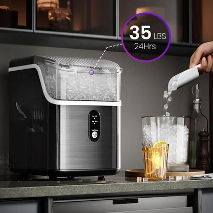 Portable Compact Countertop Nugget Ice Maker with Fast Chewable Production
