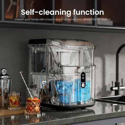 Portable Compact Countertop Nugget Ice Maker with Fast Chewable Production