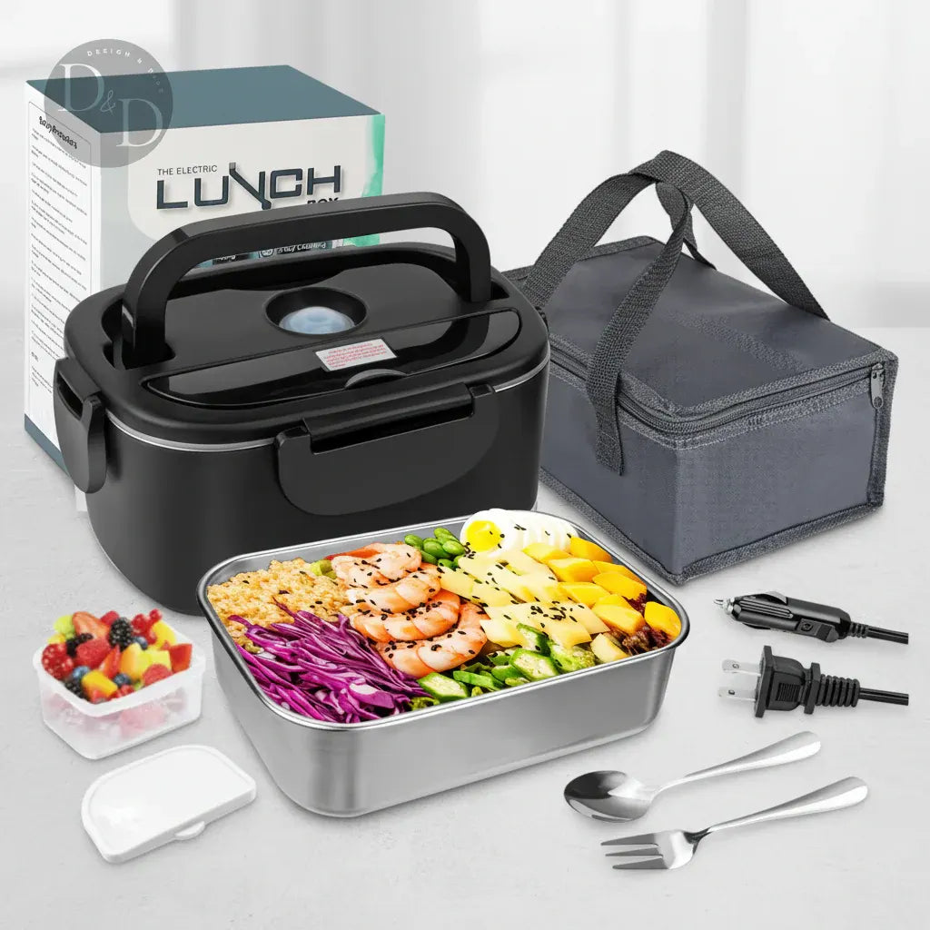Portable Electric Heated Lunch Box Stainless Steel Food Container