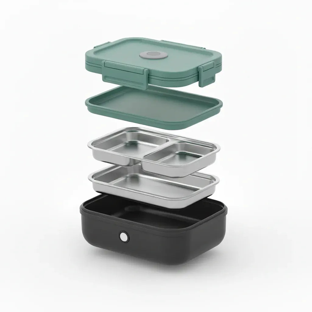 Portable Electric Heated Lunch Box Stainless Steel Food Container