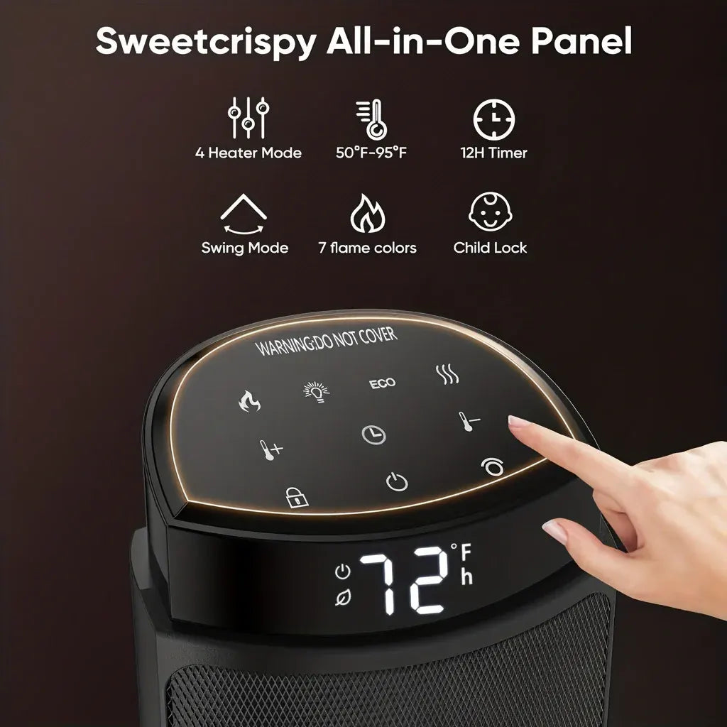 Portable Electric Space Heater with Remote-Controlled Warm Air Blower