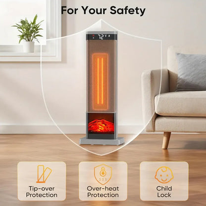 Portable Electric Space Heater with Remote-Controlled Warm Air Blower
