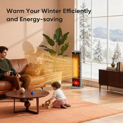 Portable Electric Space Heater with Remote-Controlled Warm Air Blower
