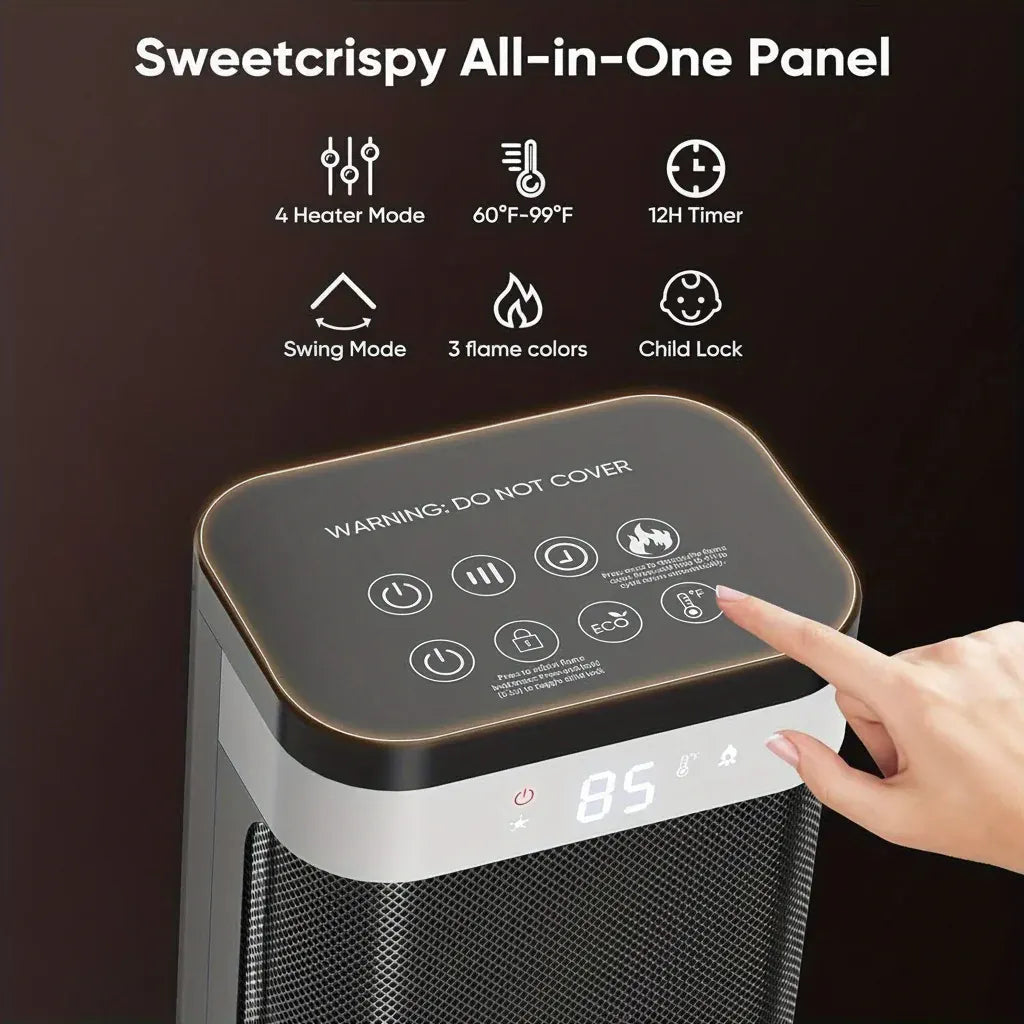 Portable Electric Space Heater with Remote-Controlled Warm Air Blower