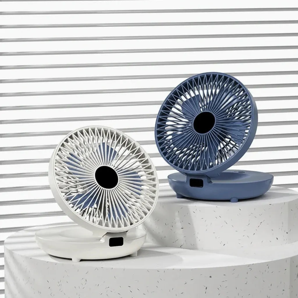 Portable Foldable Mesh Oscillating Fan with Cooling Blanket