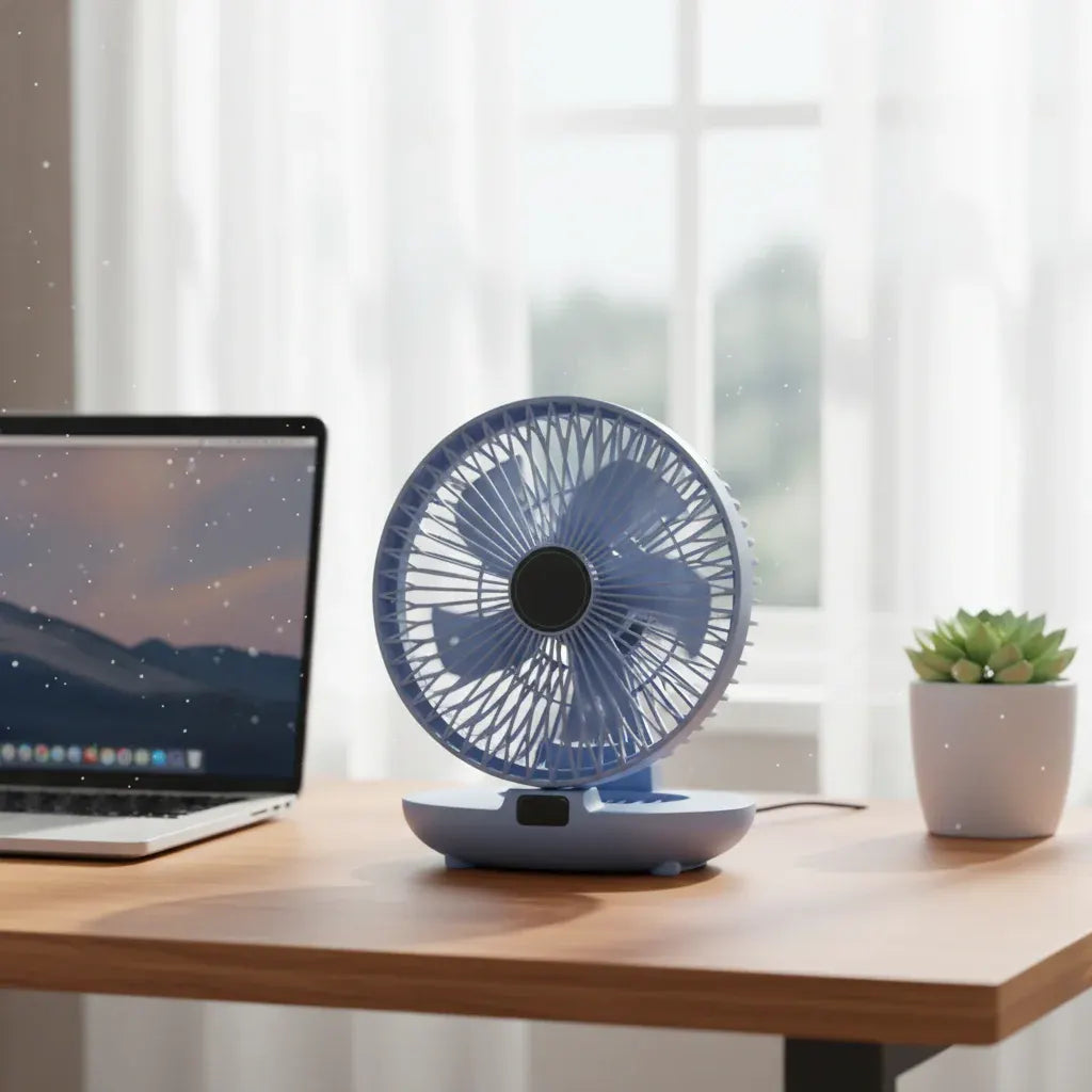 Portable Foldable Mesh Oscillating Fan with Cooling Blanket