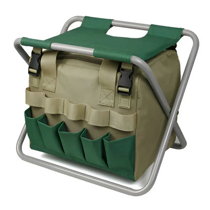 Portable Folding Garden Seat with Tool Set Storage