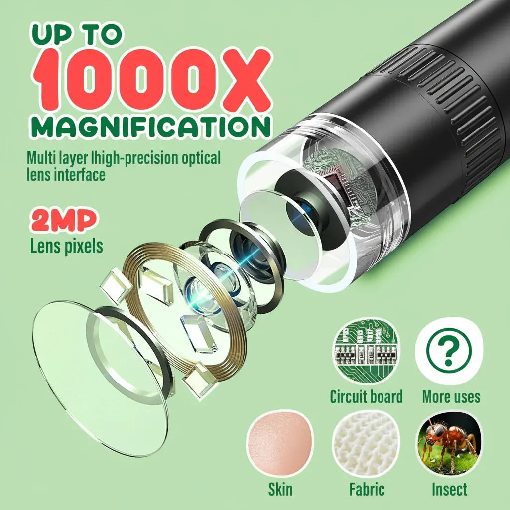 Portable HD Digital Microscope with Screen for Kids Science Learning Camera