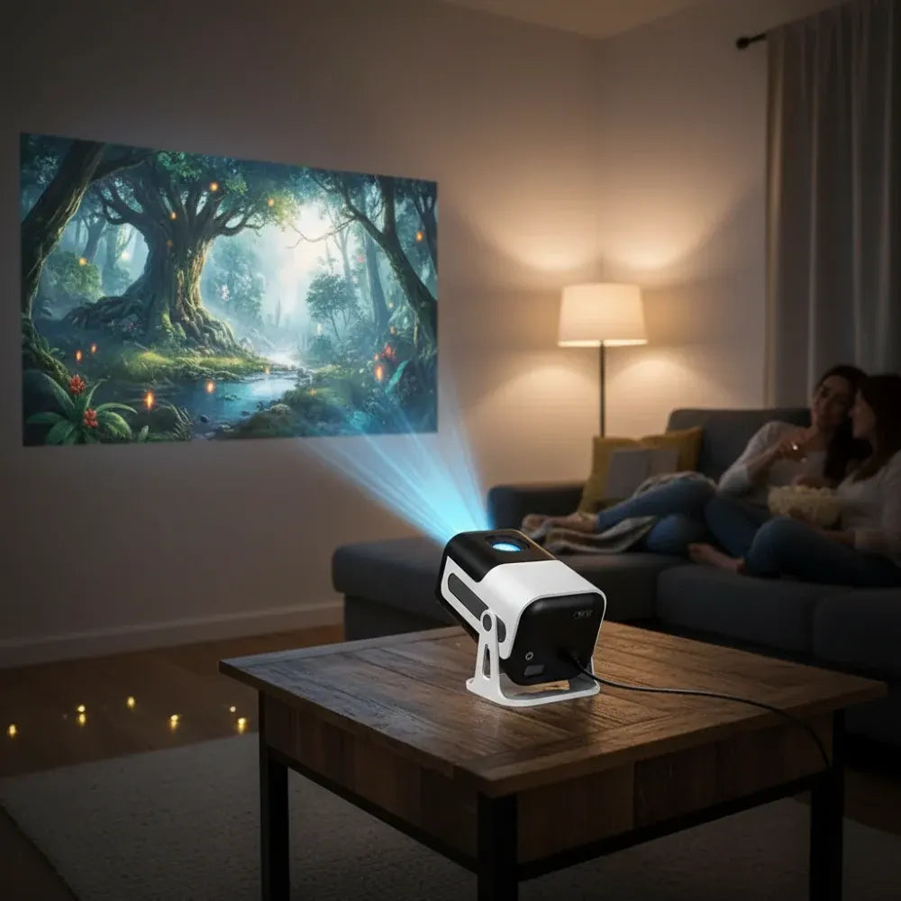Portable HD Mini Projector with WiFi and Bluetooth Connectivity