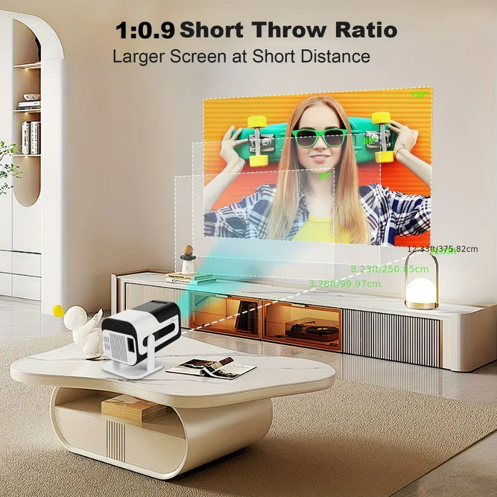Portable HD Mini Projector with WiFi and Bluetooth Connectivity