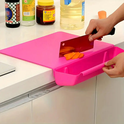 Portable Kitchen Cutting Board 2-in-1 with Built-In Storage Box & Food Container
